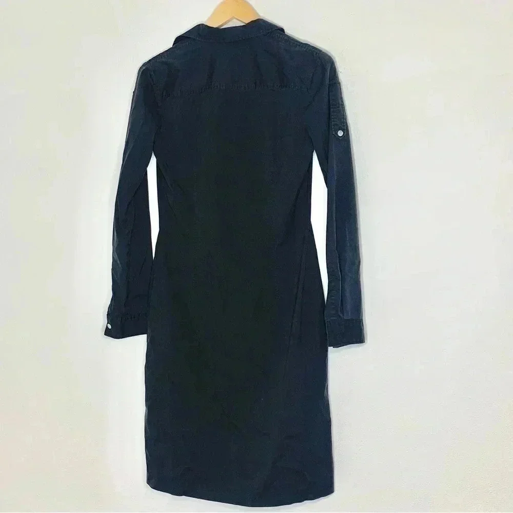Theory black collared midi shirt dress long sleeve sz 6 - Picture 10 of 10